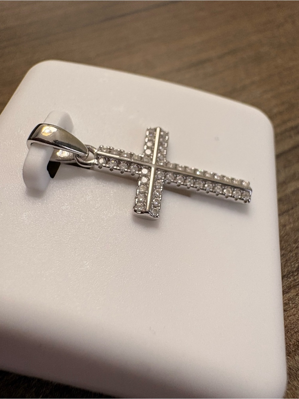Sterling Silver Moissanite Cross Pendant - Picture 4 of 6